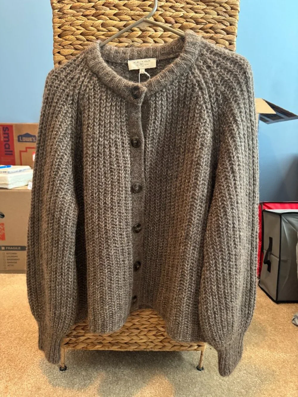 Sezane, Emile Cardigan, Dark Taupe, Size Medium - Picture 1 of 3